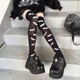 Over The Knee Thigh High Stocking Bat Pattern