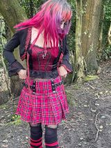 Hell Girl Pink Tartan Plaid Onyx Skirt